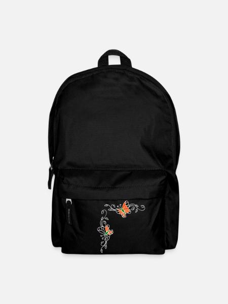 Schmetterlinge mit Blumenranken - Rucksack - Schwarz