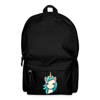 Licorne mignonne en bleu | Licorne - Sac à dos - noir - Devant