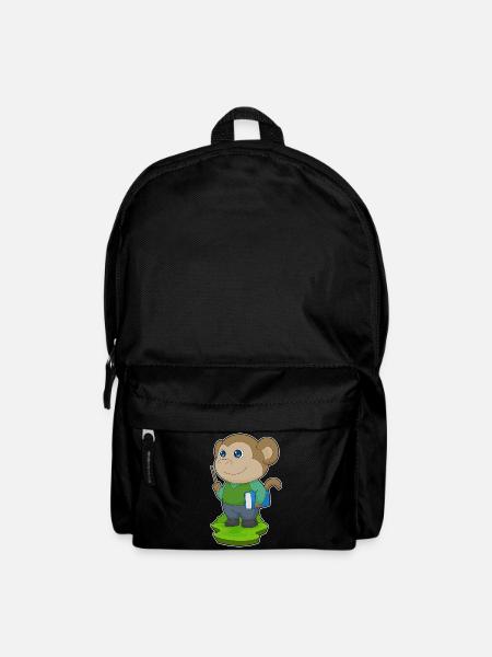 Affe Lehrer Buch Schule - Rucksack - Schwarz