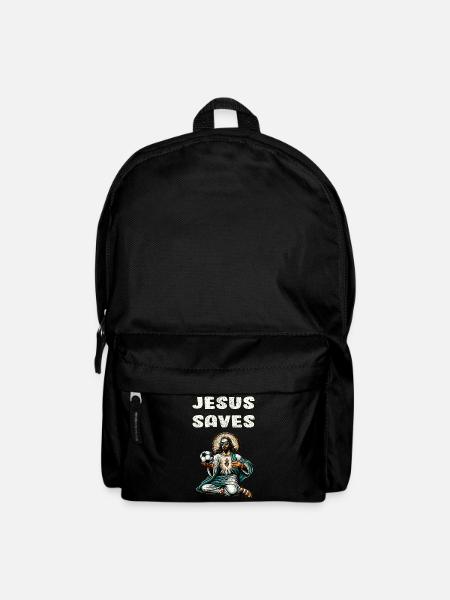 Jesus Fußball Geschenk Lustiger Fußballgott Jesus Zitat - Rucksack - Schwarz