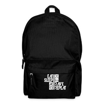 Eat Sleep Rave Repeat Essen Schlafen Raven Spruch - Rucksack - Schwarz - Vorne