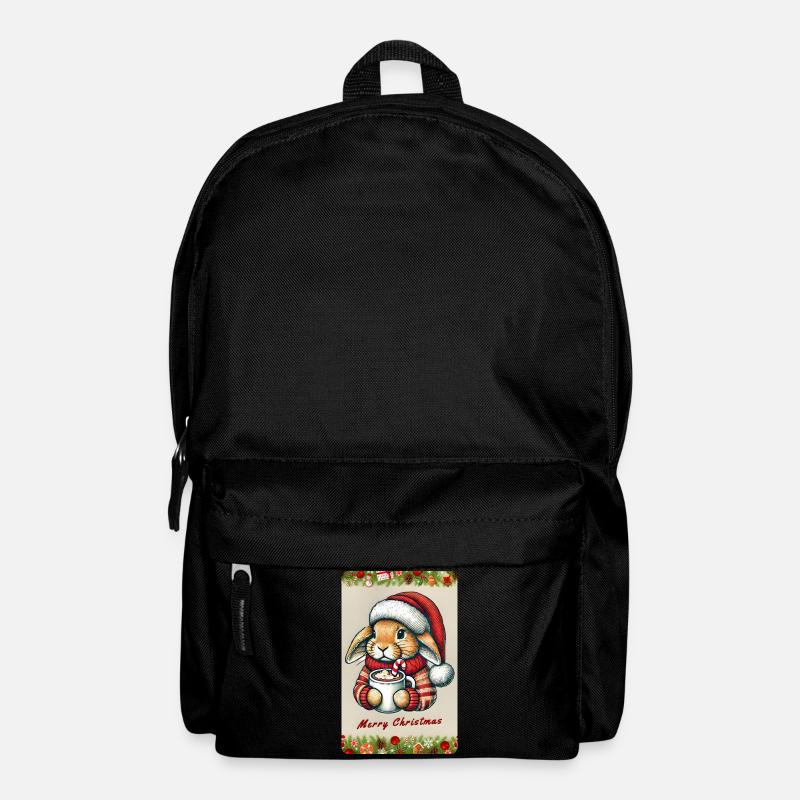 Weihnachts-Hase mit heißer Schokolade - Rucksack - Schwarz