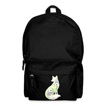 Fox Silhouette Watercolor Flowers - Backpack - black - Front