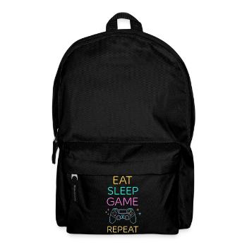 EAT SLEEP GAME REPEAT Neon Zocken Gaming - Rucksack - Schwarz - Vorne