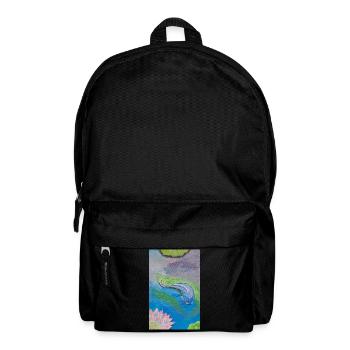 Blue tropical fish over lotus - Backpack - black - Front