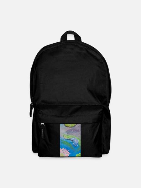 Blue tropical fish over lotus - Backpack - black