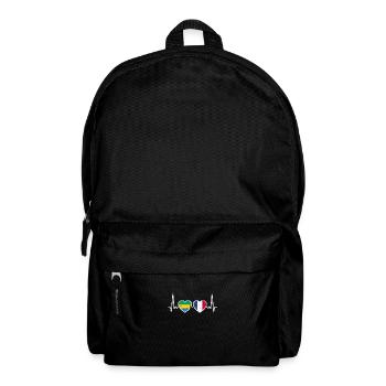 Gabon France Vintage Heartbeat Flag Gabonese - Backpack - black - Front