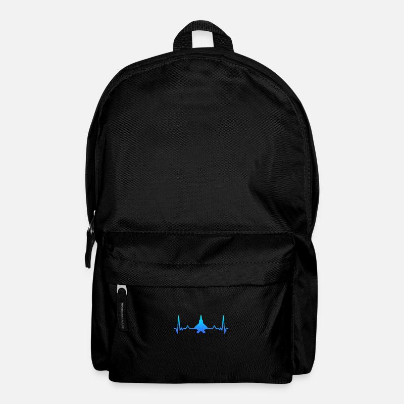 Flugzeug Heartbeat Kampfjet Geschenk Papa Mama - Rucksack - Schwarz
