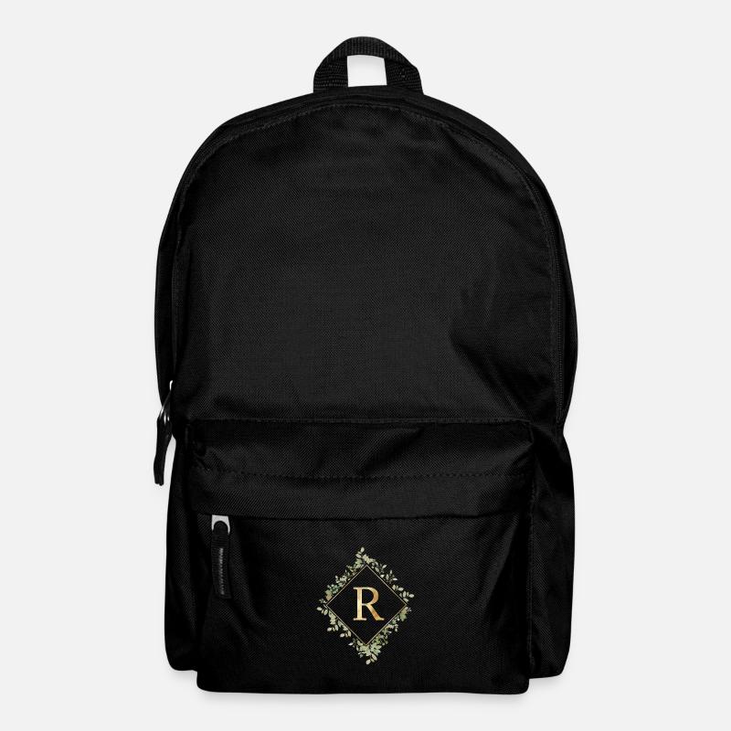 R Monogram Eucalyptus Wreath - Backpack - black