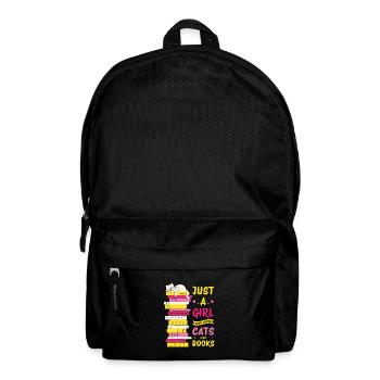 Cats, Cat Lover, Books, Reading, Girl - Backpack - black - Front