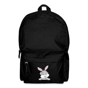 Lachender Hase mit Kopfhörern - Rucksack - Schwarz - Vorne