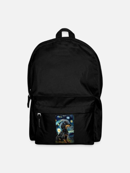 Starry night Dackel van gogh's cat Parody lustig - Rucksack - Schwarz