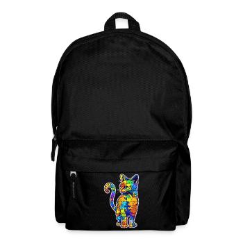 Soutien sensibilisation à l'autisme chat coloré - Sac à dos - noir - Devant