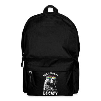Capybara - Don't worry, be capy - Rainbow - Backpack - black - Front