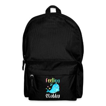 Feeling Stabby. Kawaii Narwhal. Horned Whale. - Backpack - black - Front