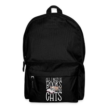 All I Need is Books and Cats - Rucksack - Schwarz - Vorne