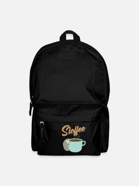Sloffee Kaffee Faultier schlafen faul müde Koffein - Rucksack - Schwarz