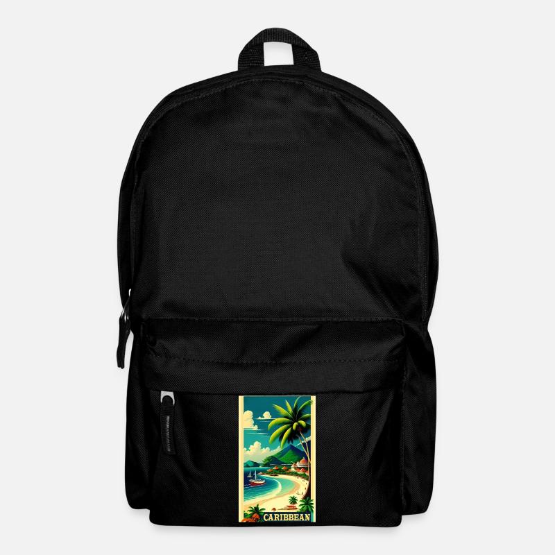 Vintage Caribbean Travel Poster - Backpack - black