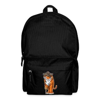 Tiger Pirat Holzbein Augenklappe - Rucksack - Schwarz - Vorne