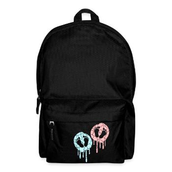 2 Twins Babies Pregnant Belly Footprint Feet - Backpack - black - Front