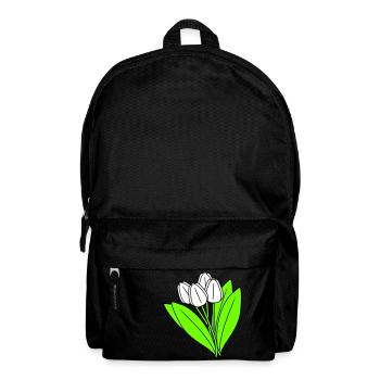 White Tulips Bouquet Spring Summer Flowers - Backpack - black - Front
