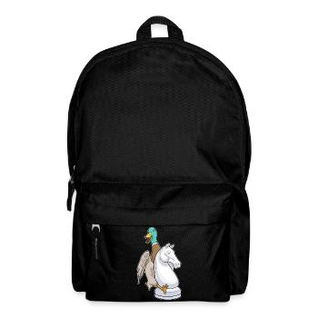 Ente Schachfigur Springer Schach - Rucksack - Schwarz - Vorne