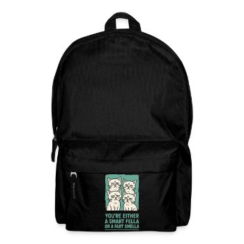 Smart Fella or Fart Smella Cats Meme Humor - Backpack - black - Front