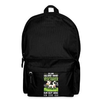 Second Hand Vegetarier Kuh Isst Gras Fleisch - Rucksack - Schwarz - Vorne