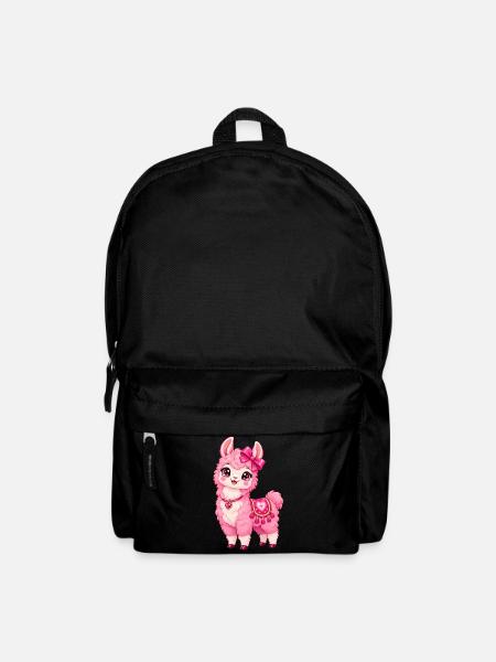 Kawaii Pink Llama mit Herz - Rucksack - Schwarz