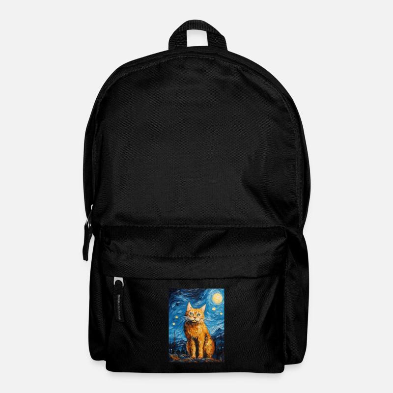 luchs, van gogh, sternennacht, tier, raubkatze - Rucksack - Schwarz