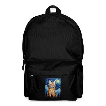 Lynx, Van Gogh, Starry Night, Animal, Big Cat - Backpack - black - Front