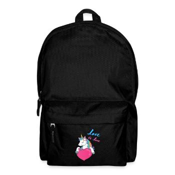 Einhorn Herz Love is Love - Rucksack - Schwarz - Vorne