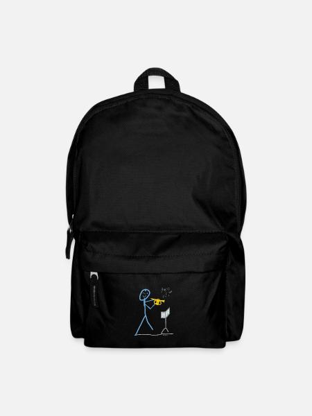 Trompete Musik Strichmännchen Spielt Melodie - Rucksack - Schwarz