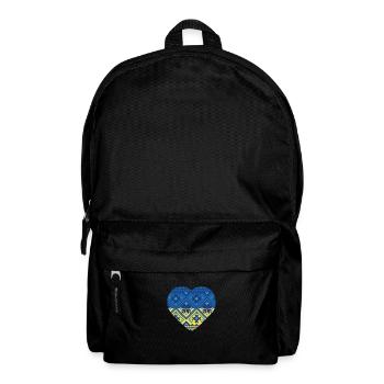 Ukrainian Embroidery Ukrainian Flag Heart - Backpack - black - Front