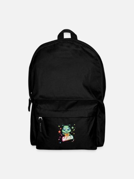 ALINA - Schöner Mädchen Name mit süßem Alien - Rucksack - Schwarz