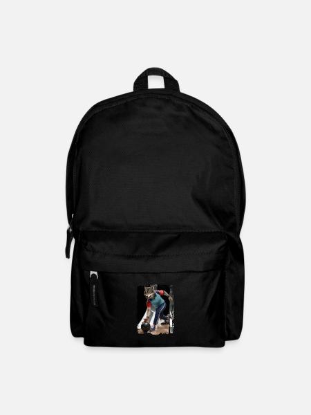 Wolf spielt Bowling Geschenk - Rucksack - Schwarz