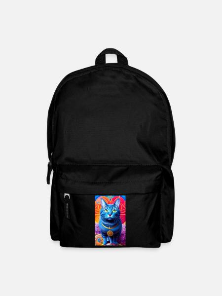 Lovely domestic short haired cat - Backpack - black