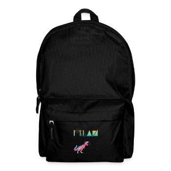 MILAN - Schöner Jungen Name mit Dinosaurier - Rucksack - Schwarz - Vorne