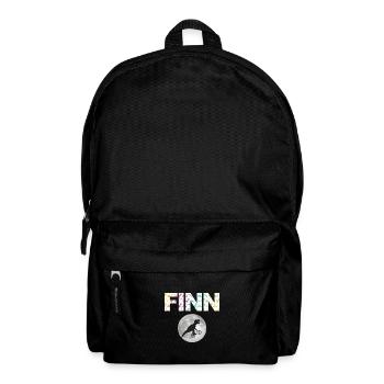 FINN - Beau prénom de garçon avec dinosaure - Sac à dos - noir - Devant