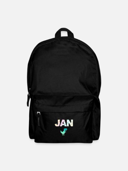 JAN - Schöner Jungen Name mit Dinosaurier - Rucksack - Schwarz