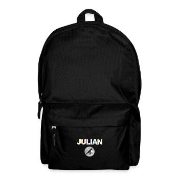 JULIAN - Schöner Jungen Name mit Dinosaurier - Rucksack - Schwarz - Vorne