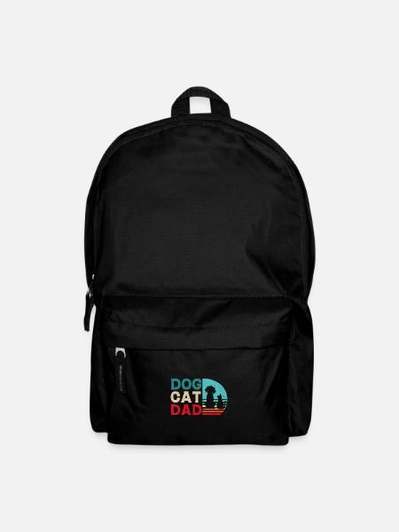 Katze Hund Papa Geschenk Shirt - Rucksack - Schwarz