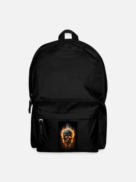 Schädel und Knochen in Flammen getauft III - Rucksack - Schwarz
