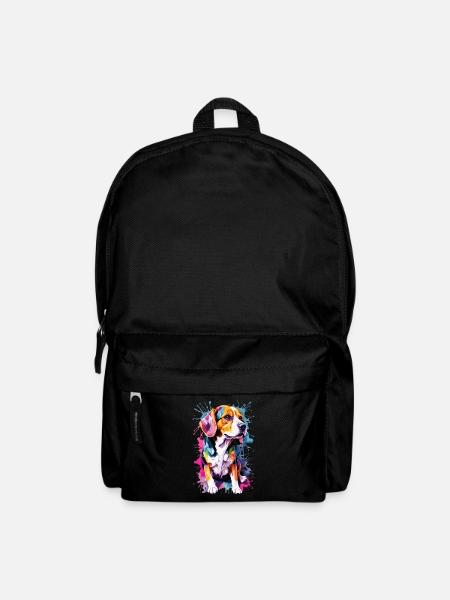 Beagle Dog Race Dog Aquarelles Neon Color Cool - Sac à dos - noir