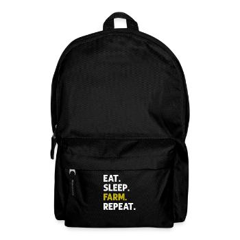 Eat Sleep Farm Wiederholen Sie lustigen landwirtschaftlichen Bauern - Rucksack - Schwarz - Vorne