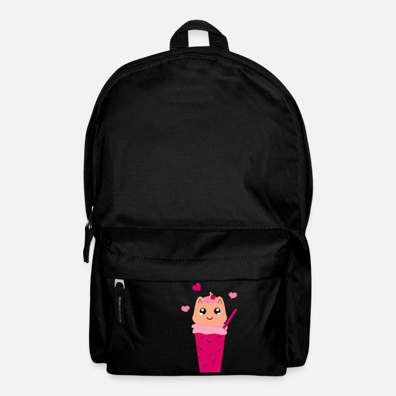 Kawaii Milchshake mit Kätzchen - Rucksack - Schwarz