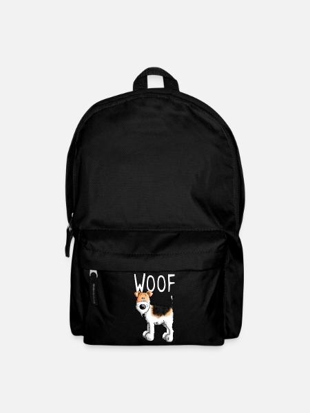 Happy Fox Terrier - Dog - Dog - Cartoon - Gift - Backpack - black