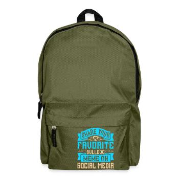 Share your favorite bulldog meme on social media - Backpack - olive green - Front