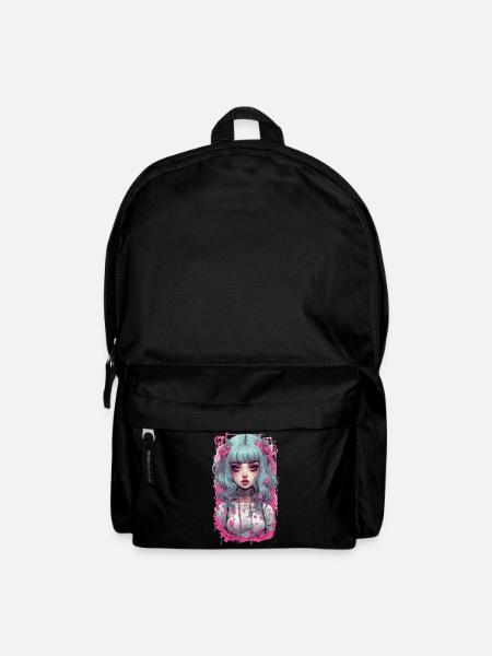 Kawaii Psycho Goth Girl Pastel Aesthetic Design - Backpack - black