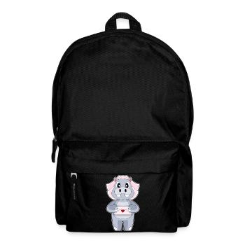 Hippopotamus Bridal Letter Wedding - Backpack - black - Front